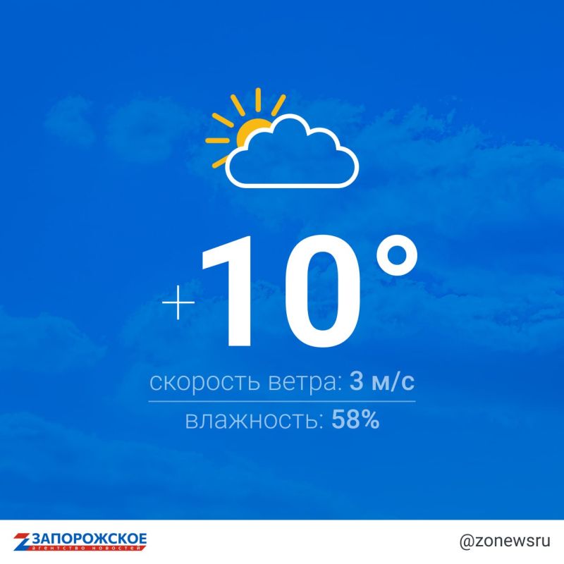 Переменная облачность ожидается в Запорожской области в понедельник