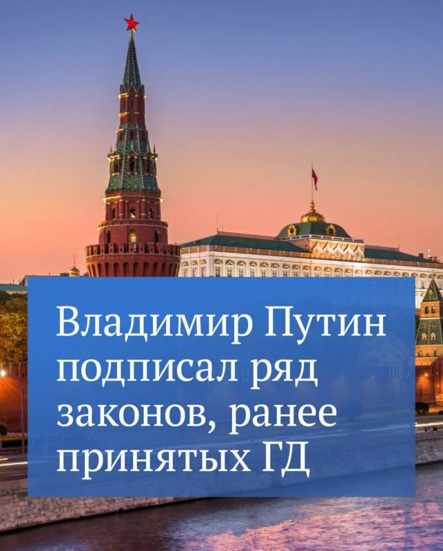Анна Хорошун: Владимир Путин подписал ряд законов, ранее принятых Государственной Думой