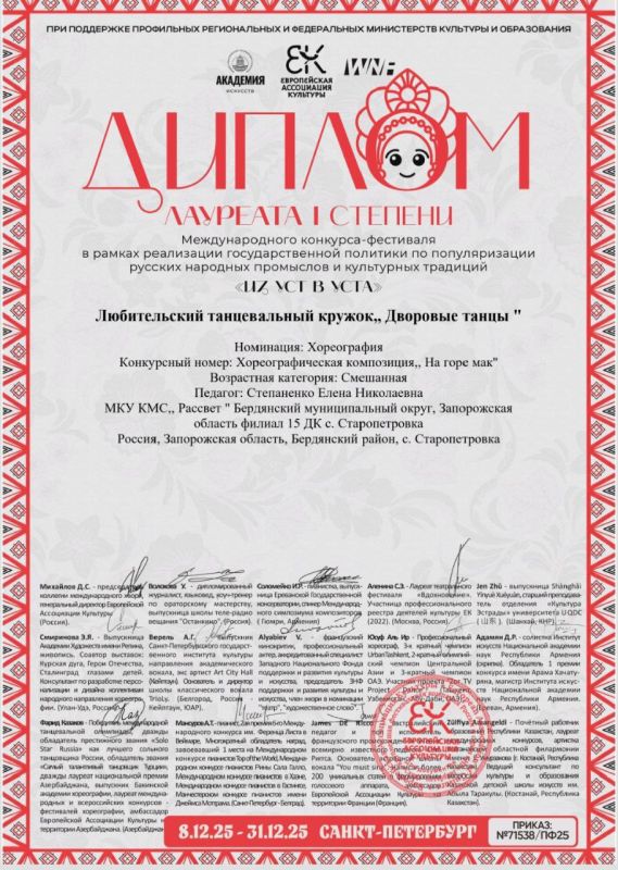 Триумфы на международной сцене коллективов Старопетровского ДК Триумфы на международной сцене коллективов Старопетровского ДК