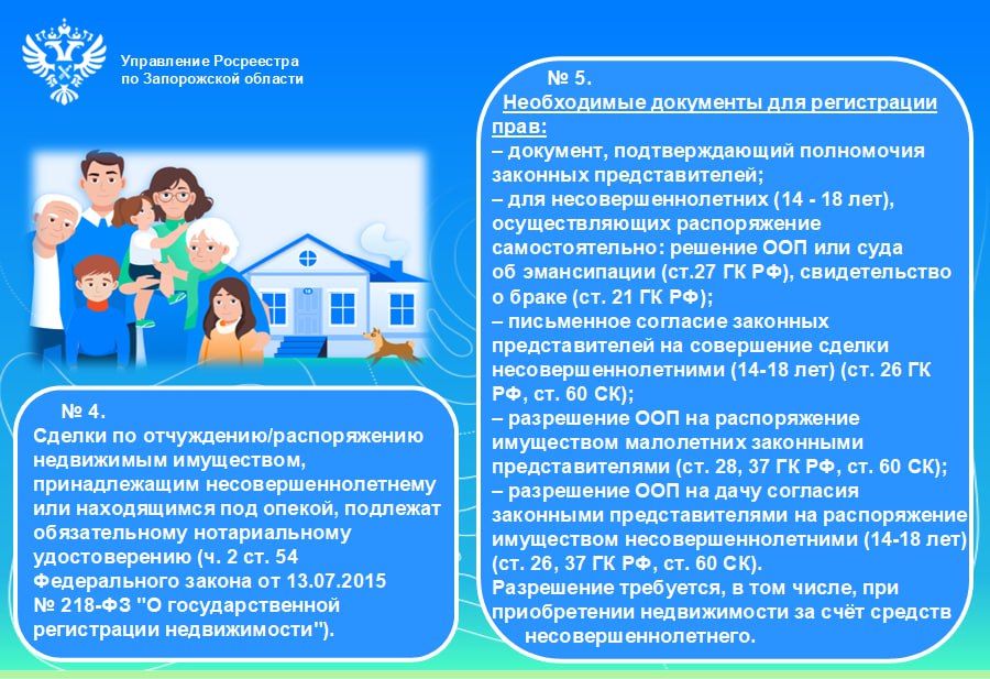 Специалисты Управления Росреестра по Запорожской области составили памятку, разъясняющую особенности при регистрации сделок с объектами недвижимости, участниками которых являются малолетние и несовершеннолетние граждане Специалисты Управления Росреестра по Запорожской области составили памятку, разъясняющую особенности при регистрации сделок с объектами недвижимости, участниками которых являются малолетние и несовершеннолетние граждане