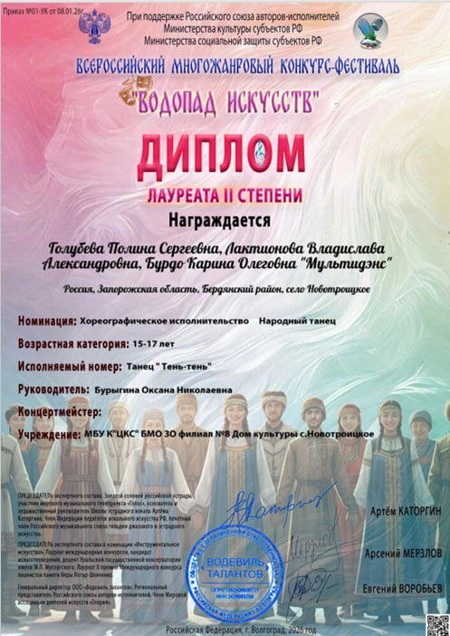 Хореографический коллектив «Мультидэнс» — дипломант фестиваля «Водопад искусств» Хореографический коллектив «Мультидэнс» — дипломант фестиваля «Водопад искусств»